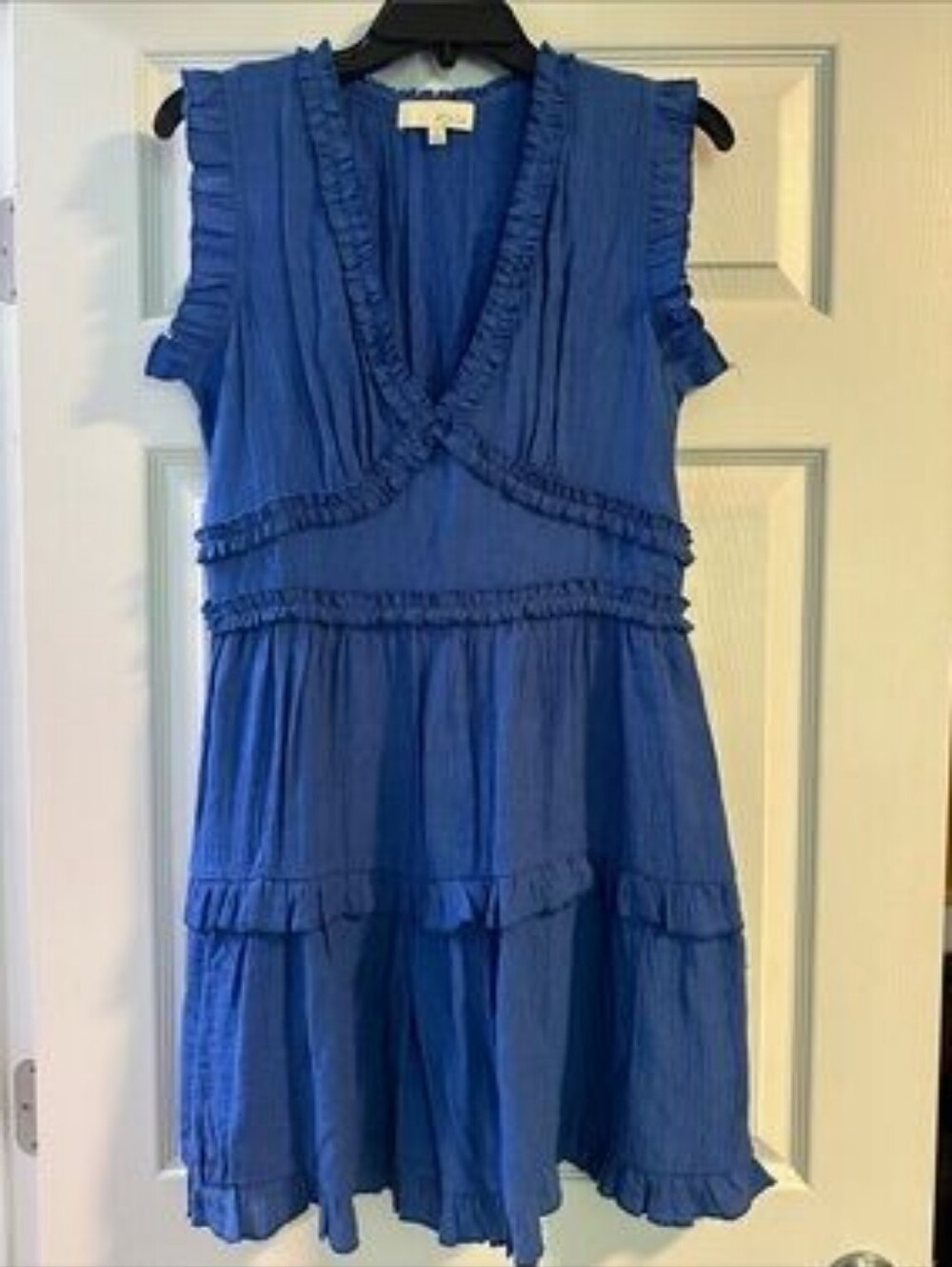 Pinch Blue Ruffle Tiered Dress Women’s Small Boho Sleeveless Midi Mini Dress